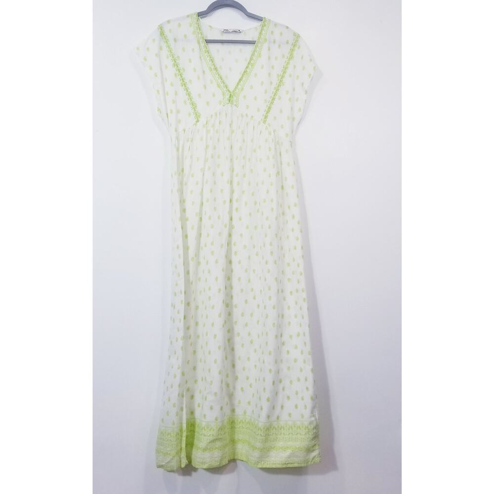 Zara Embroidered Maxi Dress V-Neckline - Picture 15 of 15